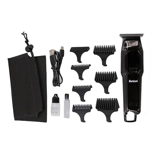 Barbasol T-Blade Trimmer, Rechargeable Hair and Beard Trimmer for Men, Dual Speed Hair Trimmer with 6 Clipper Guide Combs, LED Display, Clipper Oil, Brush, & Travel Bag
