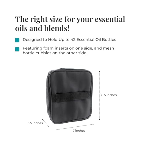 Your Oil Tools Versatile Essential Oil Storage Carrying Case- Holds 42 Bottles for 5ml, 10 ml, 15ml, 20ml and 100ml- Essential Oil Travel Case Storage Bag with Handle and Shoulder Straps ? Black