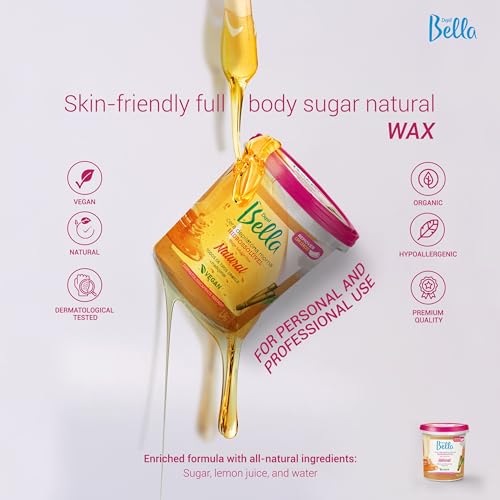 DEPIL BELLA Brazilian Sugar Wax, Hair Removal Wax for Personal & Professional Use, Organic, Natural, Vegan, Washable, All Skin Types - 2.87lbs