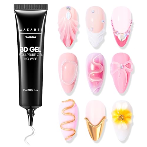 Makartt 15g 3D Nail Gel Sculpting Gel Nail Art Glue for Nail Art Designs DIY Nail Craving 3D Gel Bundle with Luminoza 10W Cordless UV/LED Lamp