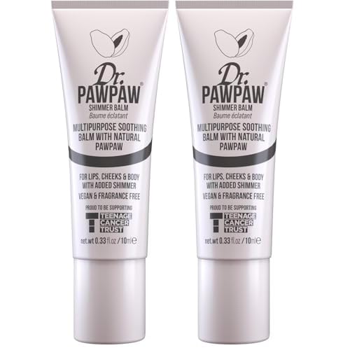 Dr. PawPaw Multipurpose Balm - Hydrating Lip Balm with Pawpaw, Aloe, and Olive Oil - Lip Moisturizer, Buildable Glow for Lips - Shimmer - 0.33 oz (Pack of 2)