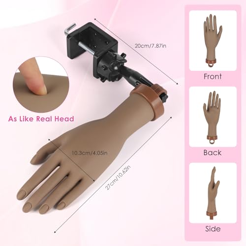 Yokilly Practice Hand for Acrylic Nails, Bendable Soft Nail Practice Hand, Flexible Plastic Nail Hand Practice, Fake Mannequin Training Hand for Nails Practice (with Clamp Holder) / Black