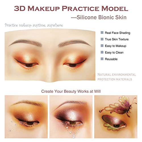 Makeup Practice Face, Bueuo 2 Pcs Makeup Practice Board Makeup Mannequin Face 3D Realistic Pad for Makeup Artist Makeup Beginner Self-taught or Professional Enthusiasts