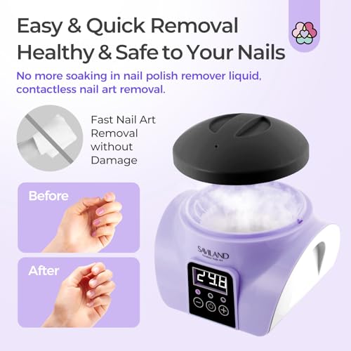 SAVILAND Nail Polish Remover Steam: Electric Steam Machine for Acrylic Gel Polish Removal Removal Nail Soaking Bowl Nail Polish Remover Soak off Bowl Nail Art Tool- Home & Salon Use