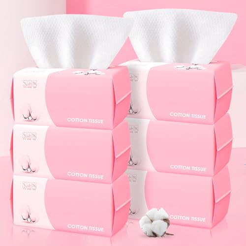 Disposable Face Towel 100 Count for Washing Soft Cotton Dry Wipes Facial Cloths Towelettes for Washing and Drying, Facial Tissue for Cleansing, Skincare and Makeup Remover (6 Pack)