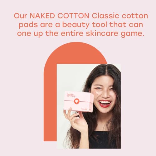 White Rabbit ? Naked Cotton Classic ? Premium 100% Cotton Pads for Toner Use, Makeup Remover, and Masks | Unbleached, Lint-Free, Extra Soft | Korean Skin Care Product (500 Count)