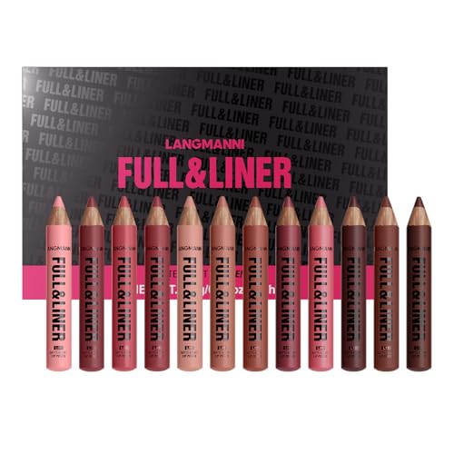LANGMANNI 12Pcs Matte Velvet Lip Liner Pencil Set - Highly Pigmented, Smudge-Resistant Lip Pencils for Shaping & Contouring, Vegan & Cruelty-Free