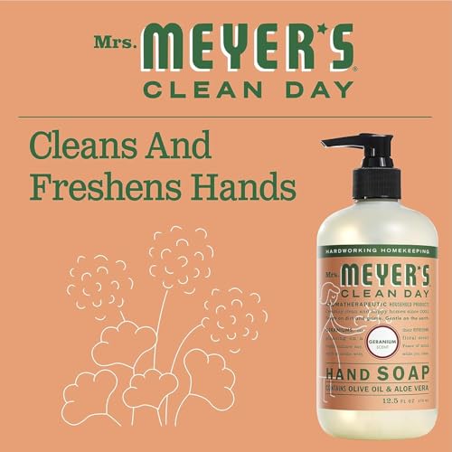 MRS. MEYER'S CLEAN DAY Hand Soap, Geranium, Made with Essential Oils, 12.5 oz- Pack of 2