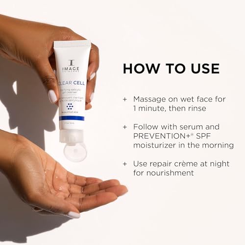 IMAGE Skincare, CLEAR CELL Salicylic Gel Cleanse, Gentle Foaming Face Wash Removes Excess Oil and Shine for Oily Prone Skin