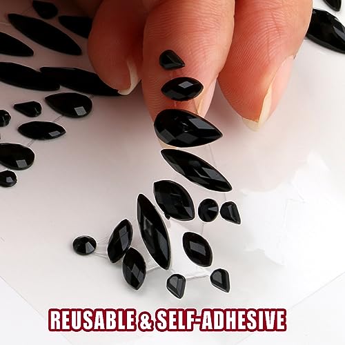 Bowitzki Face Jewels Halloween Rhinestone Stickers Self Adhesive Crystal Makeup Face Gems Stick for Festival Accessory Decorations (C)