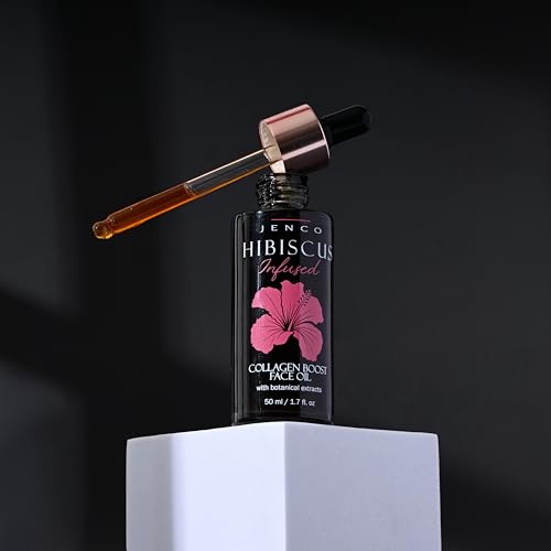 JENCO Skincare Hibiscus Collagen Boost Face Oil with White Lupin Seed Extract and Organic Hibiscus Seed Oil, Anti-Aging Benefits for All Skin Types, Fragrance-Free