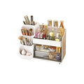 Makeup Organizer with Drawer, Skincare Products Perfume Desk Storage Box, Beauty Holder Rack for Lipstick Brush Eyeliner, Cosmetic Display Case for Dresser Countertop & Bathroom Vanity (White)