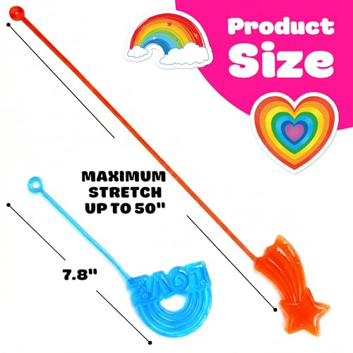 48PCS Rainbow Party Favors - 24PCS Temporary Tattoos & 24PCS Stick Hands - Perfect Birthday Party Supplies, Goodie Bag Stuffers, Treasure Box Toys, Classroom Prizes, and Student Gifts