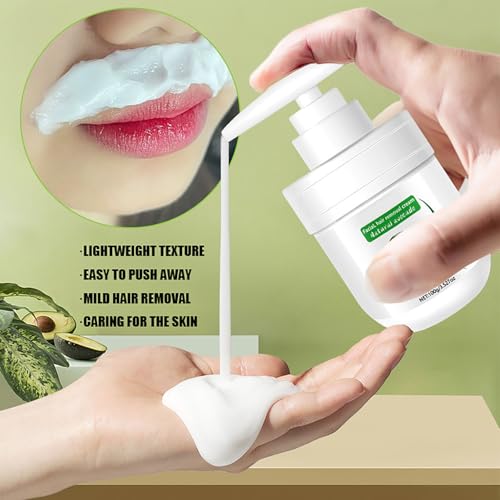 Facial Depilatory Cream, Avocado Facial Hair Removal Cream for Women for Upper Lip and Chin, Moisturizing Facial Hair Remover for Body Sensitive Skin, Gentle and Non-irritating 3.52 FL.OZ