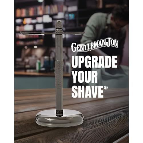 Gentleman Jon Shaving Stand for Razor & Brush for Men ? Heavy Duty Gunmetal Razor & Brush Stand, Weighted Base, Matches Wet Shave Kit & Storage, Shaving Kit, Shaver Holder, Beard Accessories for Men