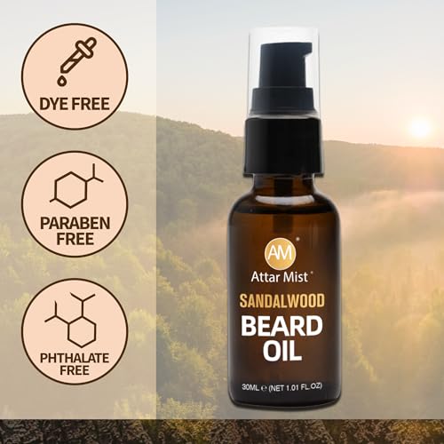AM Beard Oil for Men growth Beard Conditioner Beard Straightener Beard Softener for Men Prevents Tangles & Itch, Tames Frizz Naturally Derived Beard Care Argan & Vitamin E - 1.01 floz