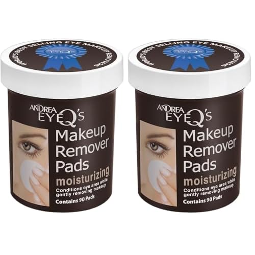 Andrea Eye Q's Moisturizing Eye Make Up Remover, 65 Pads (Pack of 2)