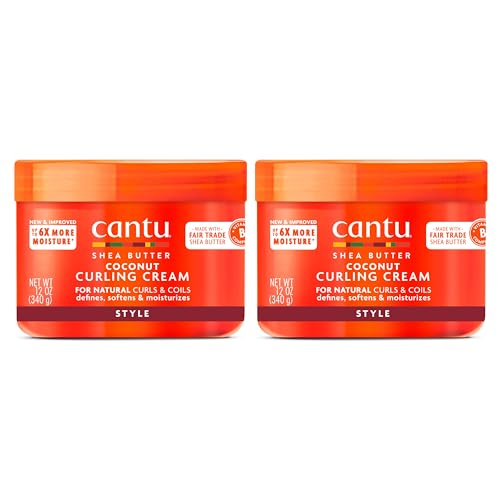Cantu Coconut Curling Cream for Natural Hair with Pure Shea Butter, 12 oz (Pack of 2) | Cantu, Coconut, Curling Cream, for Natural Hair, 12 oz
