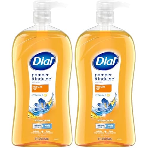 Dial Body Wash,Pamper & Indulge Marula Oil,32 Fl Oz,Hydraclean Complex & Vitamin E,Gentle,Leaves Skin Feeling Nourished,Dermatologist-Tested,No Parabens-& Sulfates,(Pack of 2)