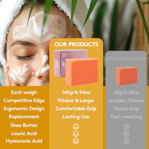 RGBB Kojic acid ginger yellow soap - containing vitamin C, shea butter moisturizing, fresh citrus aroma, facial and body cleansing soap, suitable for both men and women 140g x 4 Bars
