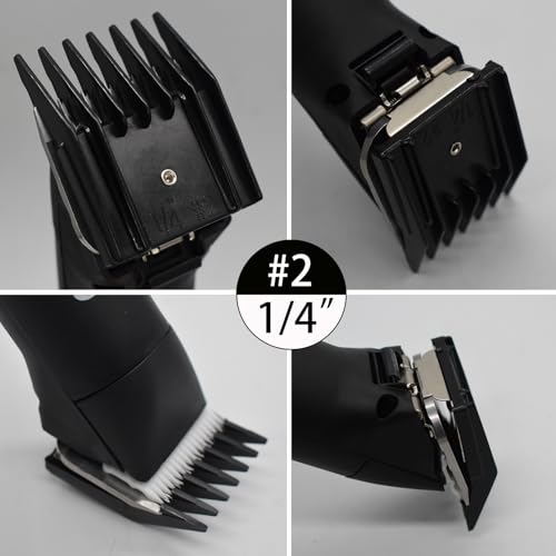 4 Pieces Professional A5-Style Animal Clipper Attachment Guard Guide Cutting Combs Set 76926-900, 1/8", 1/4", 3/8", 1/2", Compatible with Oster Classic 76 A5 Andis AG BG Wahl KM Pet Groomers (Black)