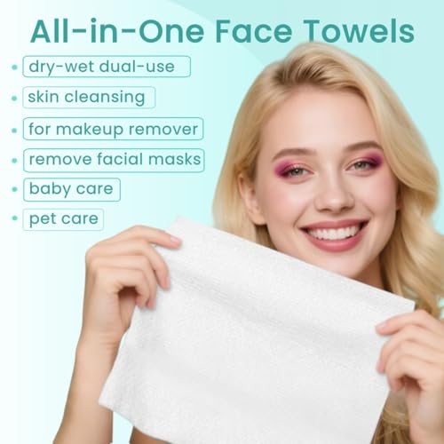 Ditoi Disposable Face Towels,Ultra Soft &Thick Face Dry Wipes for Makeup Removal,Viscose Fiber Facial Cloths for Skincare,Daily Cleansing,120 Count
