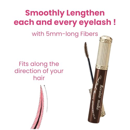 HEROINE MAKE by KISSME Brown Mascara Waterproof, MASCARA Volume and Length with Argan Oil, Camellia & Wild Rose Oil, Smudge-Proof and Long-Lasting Mascara for Women, Made in Japan, DARK BROWN, 1EA