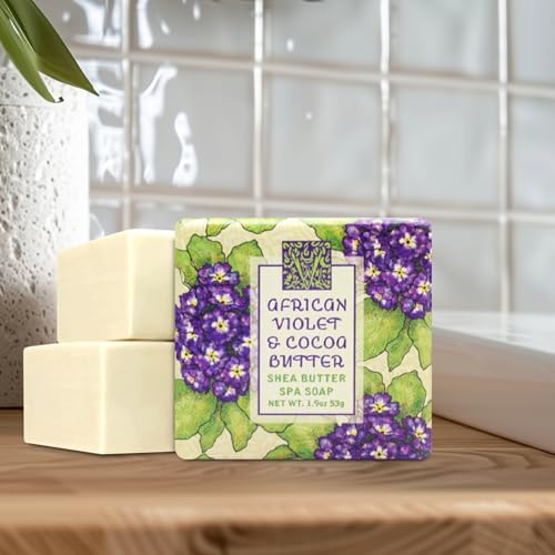 Greenwich Bay Mini Botanical Soap Bars ? 12 Pack 1.9 oz Each ? Individually Wrapped Guest Soaps for Airbnb, Spa, Travel, Bath ? Travel Size Bar Soap Set, African Violet