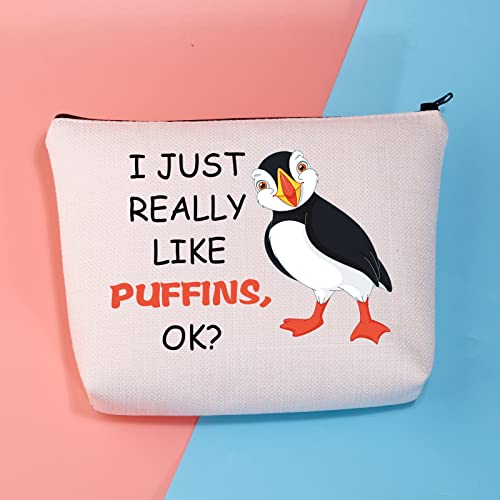 BDPWSS Puffins Gifts Puffin Bird Makeup Bag Puffin Bird Lover Gift Seabird Animal Lover Gift Puffin Bird Makeup Case I Just Really Like Puffins