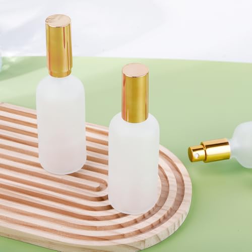 30 Pcs Glass Spray Bottle, 3.4 oz/ 100 ml Perfume Empty Bottles, Frosted Glass Spray Bottles, Refillable Clear Decorative Bottle with Gold Fine Mist Sprayer Pump for Face Body Travel