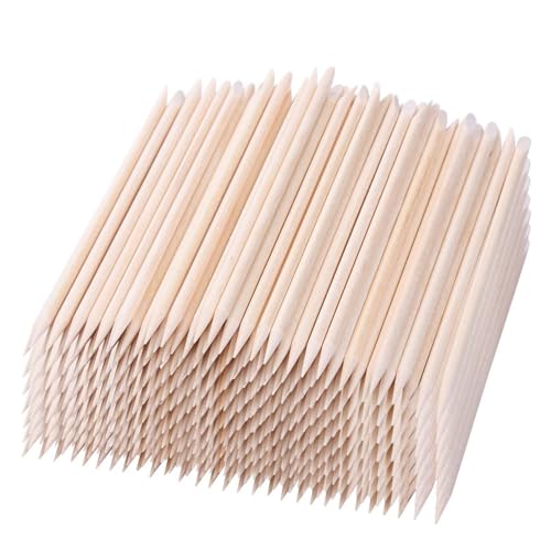 BTYMS 1000 Pcs Orange Wood Sticks 4.5 Inch Cuticle Pusher Wooden Cuticle Remover with Double Sided for Manicures and Pedicures Nail Tools