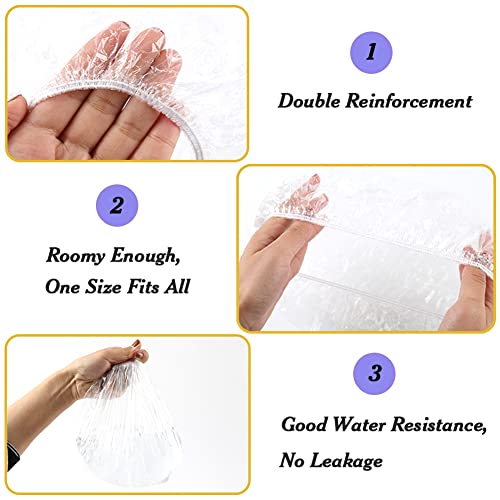 Super Big XXLarge Shower Cap 10 pcs Disposable Plastic Bath Cap Waterproof Dustproof Spa Shower Cap Bathing Hair Caps for Women, Travel, Home Use, Hair Salon