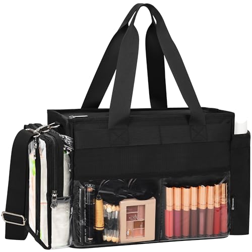 TANTO Extra Large Makeup Bag, Makeup Artist Kit Bag with Divider Professional Cosmetic Bag Organizer Hair Stylist Organizer Bag Mobile Pro Makeup Storage Case Duffle Tote Bag for Makeup Beauty Lover