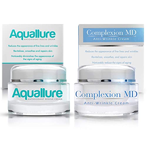 Antioxidant Rescue Cream and Complexion MD Advanced Anti-Wrinkle Cream ? Clinically Tested Multi-Peptide with Hyaluronic Acid ? Face Moisturizer ? Hypoallergenic for All Skin Types ? 1 Oz (2 items)