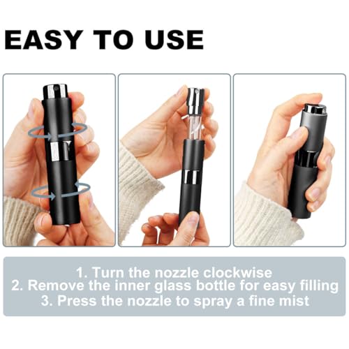10 PCS 8ml Perfume Atomizer Refillable Bottle, Cologne Travel Spray Bottle, Mini Spray Empty for Refill, Refillable Portable Sprayer (Black)