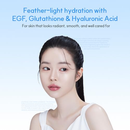 Oil-Free Water Gel Moisturizer for Oily & Sensitive Skin ? Lightweight Korean Hydrating Gel with Hyaluronic Acid & Glutathione, Fast Absorbing & Non-Greasy, 3.38 fl.oz