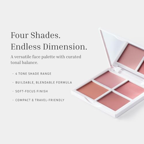 LITHE BEAUTY 4-Shade Sunset Blush Palette, Pink Tones for Natural Flush, Silky Blendable Powder, Clean Vegan Formula, Travel-Friendly, Compact
