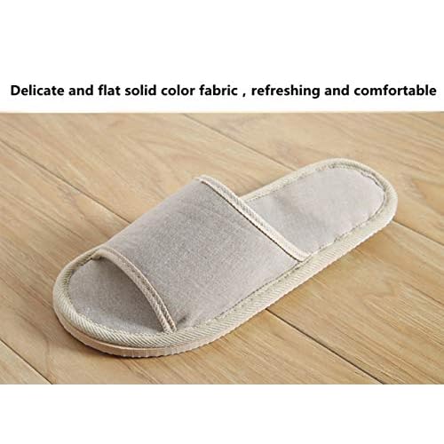 6 Pair of Open Toe Breathable Slippers,Solid Color Casual Slippers,Spa Slippers for Guests, Hotel, Travel, Unisex Universal Size Washable (3 beige medium size+3 gray large size)