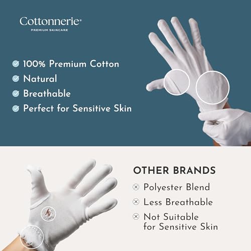 8 Pairs Cottonnerie Original Cotton Gloves for Dry Hands Sleeping, Moisturizing Gloves Overnight, Hand Moisturizer Gloves, Moisture Gloves for Dry Hands Overnight, Sleeping Gloves, Medium