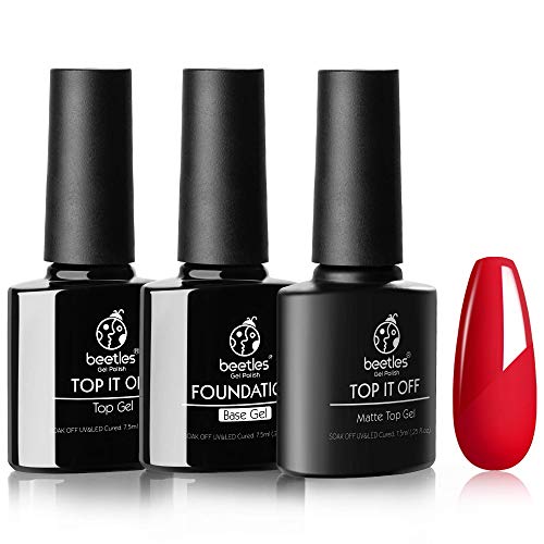 Beetles Blue Green Gel Nail Polish Kit - 6 Colors Misty Gray Dark Green Gel Polish With 3 Pcs Base coat No Wipe Top Coat - Matte Gel Top Coat