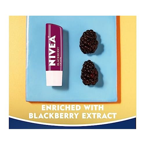 NIVEA Blackberry Lip Care, Tinted Lip Balm with Shea Butter, Nourishing Oils and Vitamin C & E, 3-in-1 Moisture, Repair (for Dry Lips) and Color, 0.17 Oz Stick