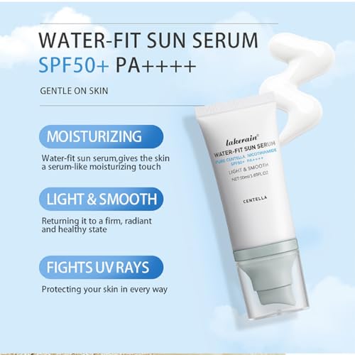2Pcs Centella Sunscreen SPF 50, Hyalu Cica Water-Fit Sun Serum,Face Sun Screen Hydrating Non Greasy,Long-Lasting Protection for Girl Skincare.