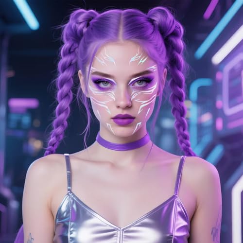 Temporary Tattoos Cosplay Tattoos Stickers Prop Demonn Cosplay Accessories Anime Purple Temporary Tattoos for Dance, Cosplay, Halloween Accessories (B)
