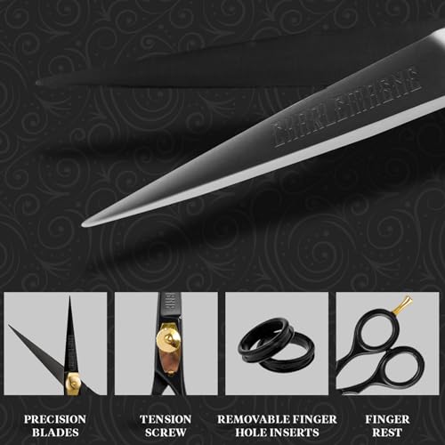 Charlemagne Hand-Forged Japanese Steel Beard & Mustache Scissors - Stainless Steel, 5.5 in - Precision Beard Trimming - Nose Hair Scissors - Fits Mustache Kit & Grooming Kit