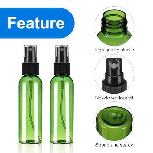 uxcell 20Pack Spray Bottles, 2 Oz/60ML Reusable Clear Empty Mist Plastic Mini Travel Bottle Set,Small Refillable Liquid Containers for Household Use, Essential Oil, Cleaning (Green Black)
