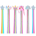 Little World Hair Clips for Girls, 6 Pcs Rainbow Hair Extensions, Unicorn Hair Clips for Girls Toddler Kids Ponytails, Hand-made Cute Glitter Hair Accessories
