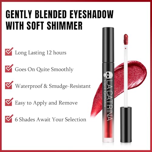 Liquid Red Metallic Eyeshadow - High Pigment Quick-Drying Sparkly Red Gothic Eyeshadow for Sensitive Eyes, Long Last Burgundy Eye Shadow for Christmas, Party, Easy to Remove, Crease-proof & Vegan #07