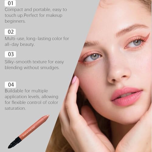 Eyeshadow Stick,2-in-1 Eyeliner & Eye Shadow Stick, Easily Blendable & Buildable, Waterproof, Creamy Easy-Glide, For Effortless Smoky Or Natural Eye Makeup(01)