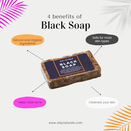 Slay Naturals¡¯ Black Soap 3.5 OZ |Made With Tumeric & Aloe Vera | Handmade Black Soap