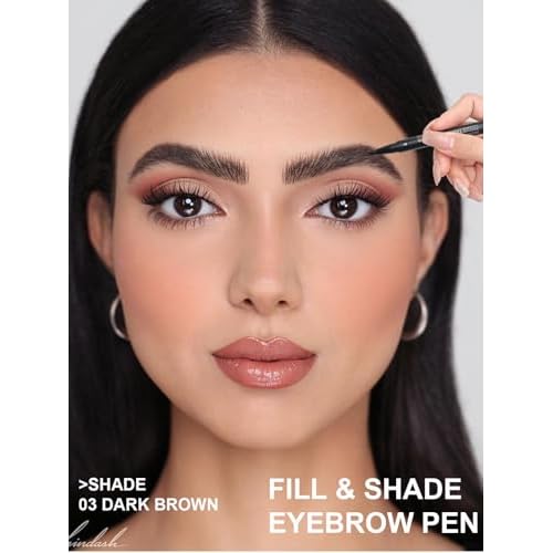 Eyebrow Pen - Eyebrow Pencil, Brow Pencil 2-in-1 Dual-Ended Microblading Eyebrow Pen with Micro-Fork-Tip and Precise Brush-Tip Create Natural Hair-Like Brows, Last All-Day, Dark Brown